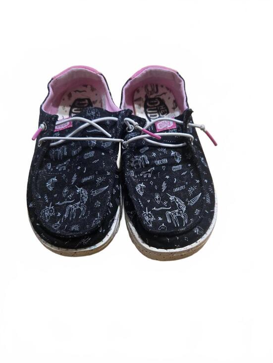 Hey Dude Other - Hey Dude Black and Pink Unicorn Print Casual Shoes